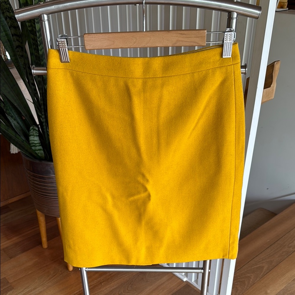 J. Crew Golden Wool Pencil Skirt for Office Wear